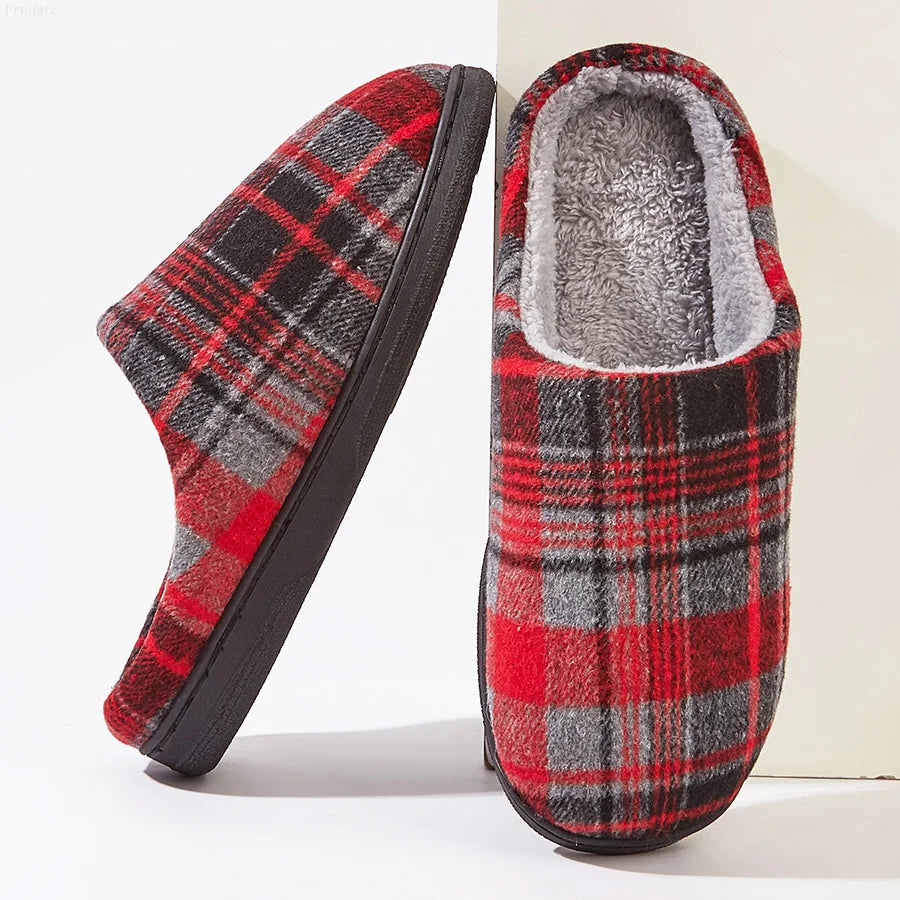 SALE - Herren Plüsch Hausschuhe | Bequeme Memory Foam Schuhe | Winter Warm & Weich Schlafzimmer Hausschuhe Kaufschwan® Rot 46-47