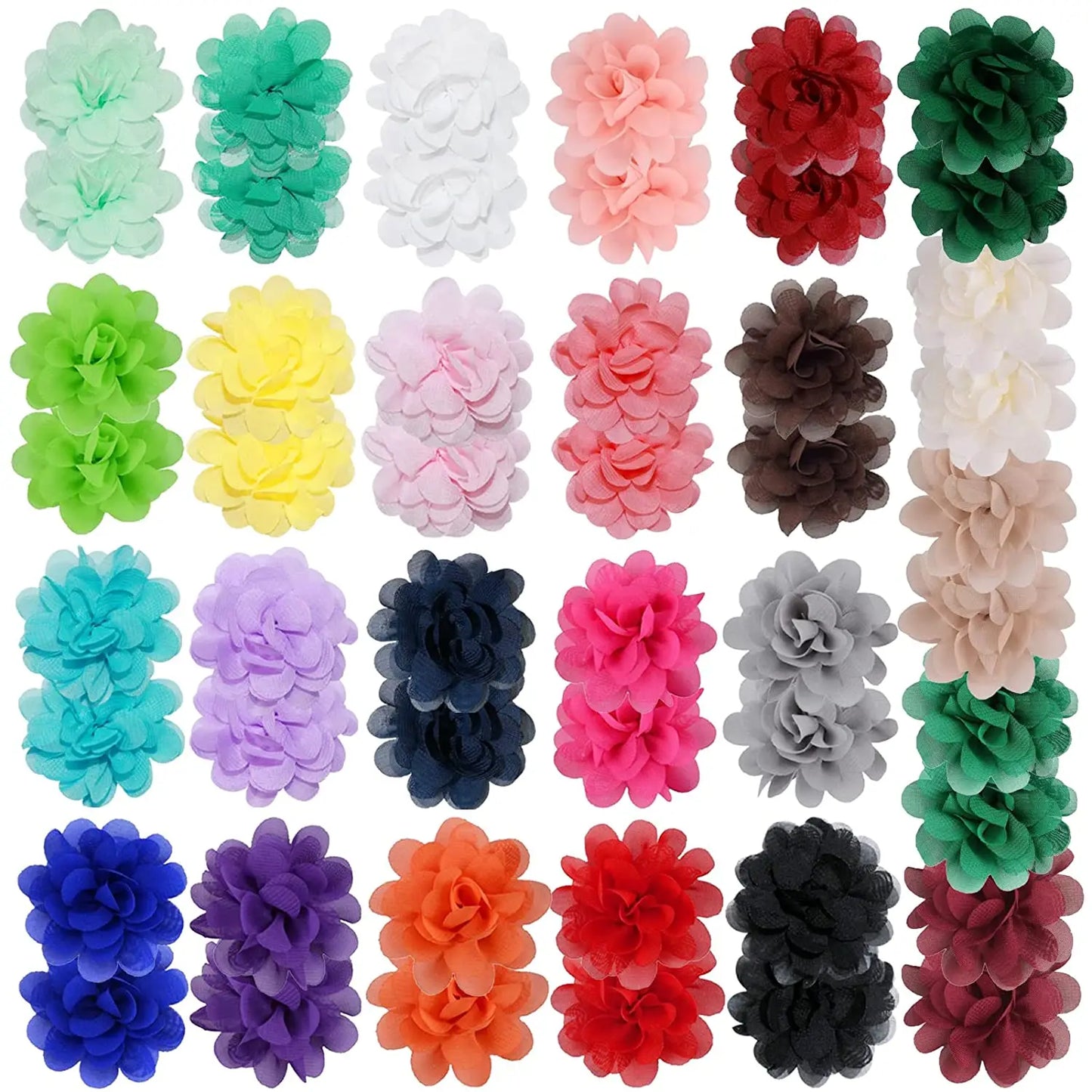 Blumen Haargummis Chiffon Elastikband | Weiche Pferdeschwanzhalter für Babys, Kleinkinder & Kinder Haar-Accessoires Kaufschwan® 50 Stück 25 Paare