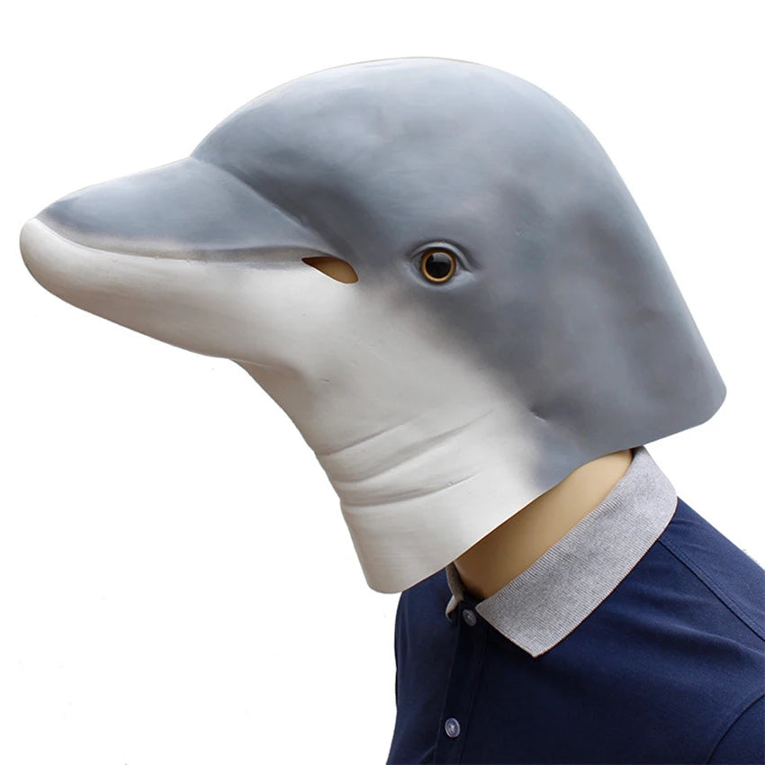 Delfin Vollgesichtsmaske – Latex Meerestier Maske für Halloween, Weihnachten, Ostern & Kostüm Party Cosplay Requisite Kaufschwan®