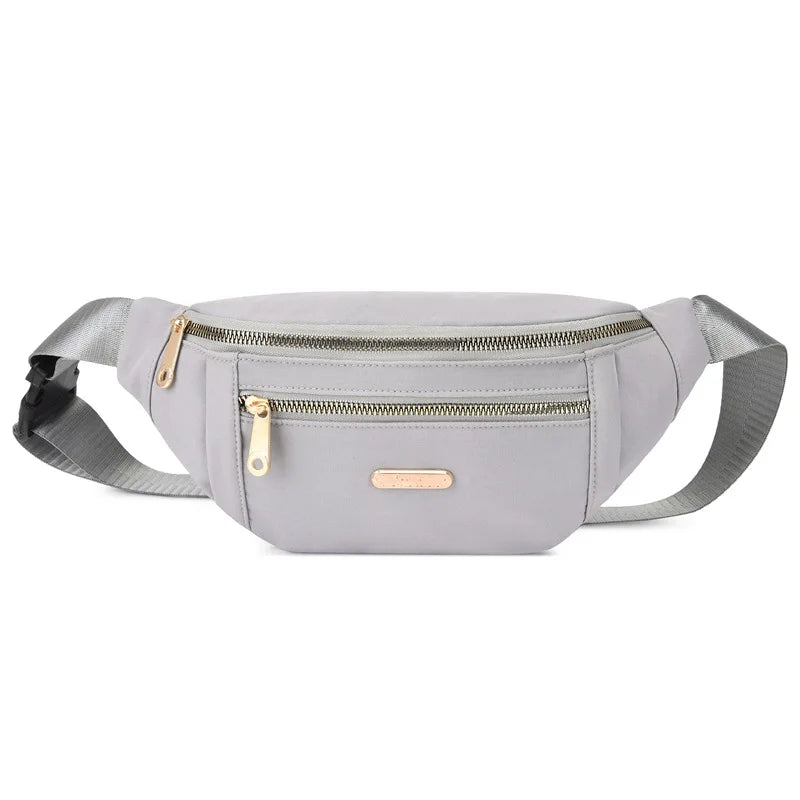 Damen Gürteltasche – Modische Fanny Pack mit Reißverschluss | Brusttasche, Schultertasche & Reise Bauchtasche Kaufschwan® Grau