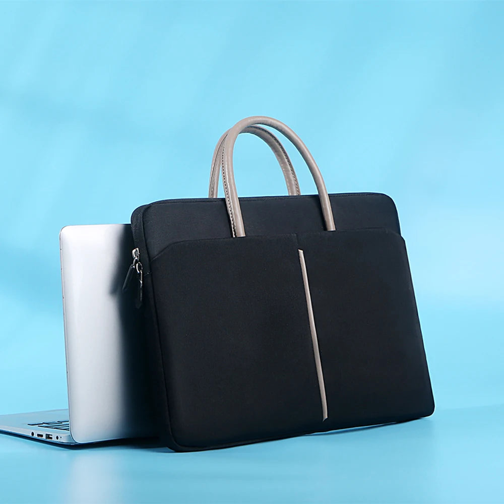 Damen Laptop Handtasche – Elegante Computer Hülle & Notebook Tasche für Arbeit und Alltag Kaufschwan® Schwarz 15 Zoll