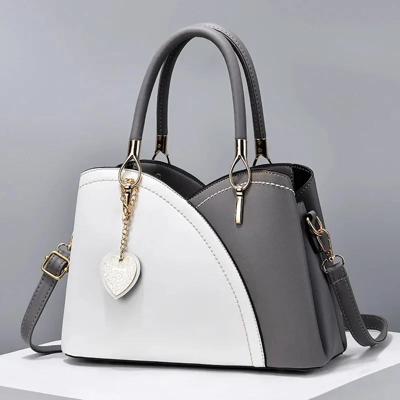Trendige Damenhandtasche im Farbblock Design – Saison Bestseller Schulter- & Crossbody Tasche | Große Modische Pendler Tasche Kaufschwan® Grau