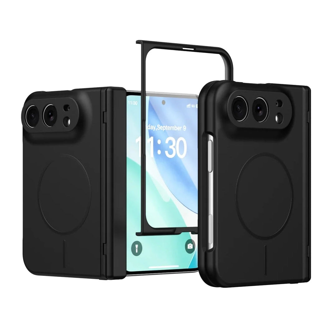 Luxuriöse Magnetische Schutzhülle mit Weicher Haptik für iPhone Duo – MagSafe-Kompatible Hartschale mit Glasfolie und Scharnierschutz Kaufschwan®