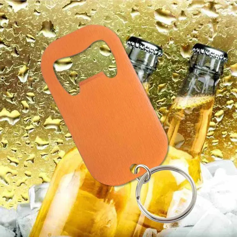 50 Stück Personalisierte Flaschenöffner-Schlüsselanhänger – Kostenlos graviert mit Logo | Edelstahl, Geschenk für Hochzeit, Geburtstag & Taufe Kaufschwan® Orange 70x38mm