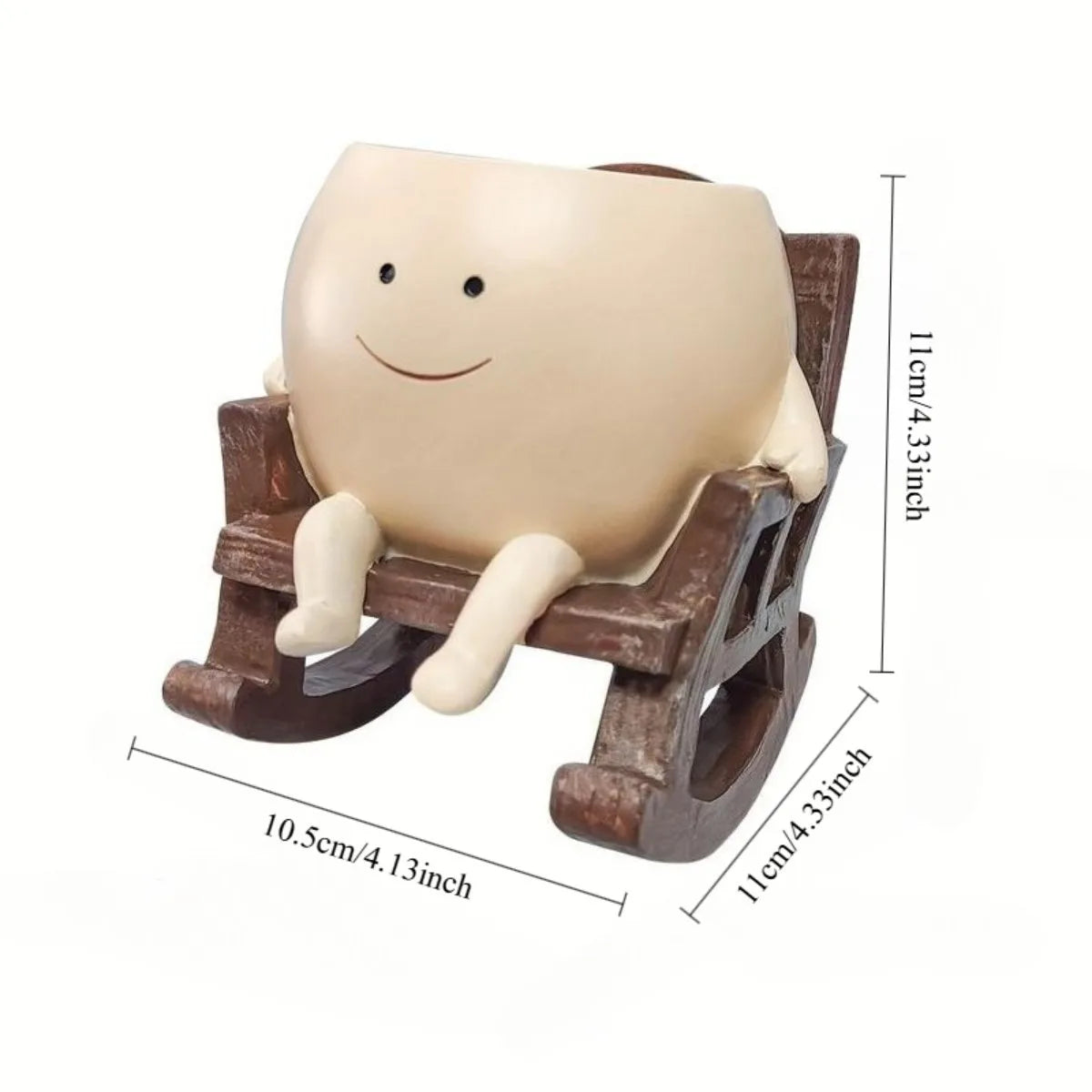 Niedlicher Sitzender Schaukelstuhl Sukkulenten Blumentopf mit Ablaufloch – Smiley Gesicht Cartoon Resin Pflanztopf für Zimmerpflanzen Kaufschwan®
