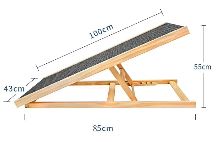 Verstellbare Holz Hundetreppe – Klappbare Rutschfeste Haustierleiter Kaufschwan® L