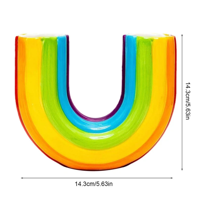 Kreative Regenbogen U-Form Vase – Resin Vase für Trockenblumen | Moderne Schlichte Aesthetic Wohndeko Ornament Kaufschwan®