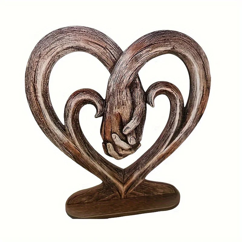 Deko Herz mit Haltenden Händen – Flache Holz Wanddekoration Symbol für Ewige Liebe Kaufschwan®