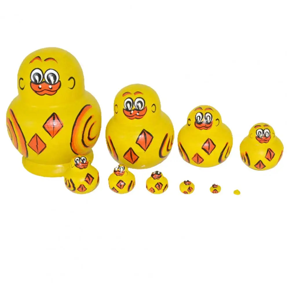 Handgemachte Holz-Enten Matrjoschka – 10-Schicht Gelbe Enten Nestpuppen Set | Stapelspielzeug & Schreibtisch-Deko Kaufschwan®