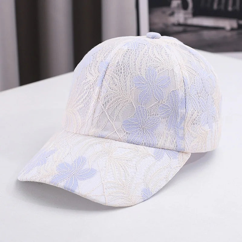 Vintage Bestickte Baseballkappe mit Blumen | Verstellbare Monochrome Sonnenschutz-Kappe für Damen & Herren | Stilvolle Frühling & Sommer Baseballcap Kaufschwan® Weiß Einstellbar