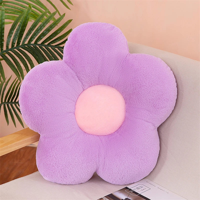 Gefülltes Fünf-Blütenblatt Kissen | Süßes Sonnenblumen Plüschkissen | Dekoration fürs Mädchenzimmer & Fensterbank | Rosa Sitzkissen Kaufschwan® Lila - 30cm