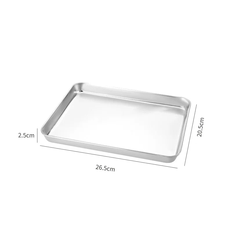 Rechteckiges Edelstahl-Serviertablett für Küche – Metall-Foodtray & Dinnerware-Teller für Wurst, Nudeln, Obst, Restaurant & Hotel Kaufschwan® 26.5cm