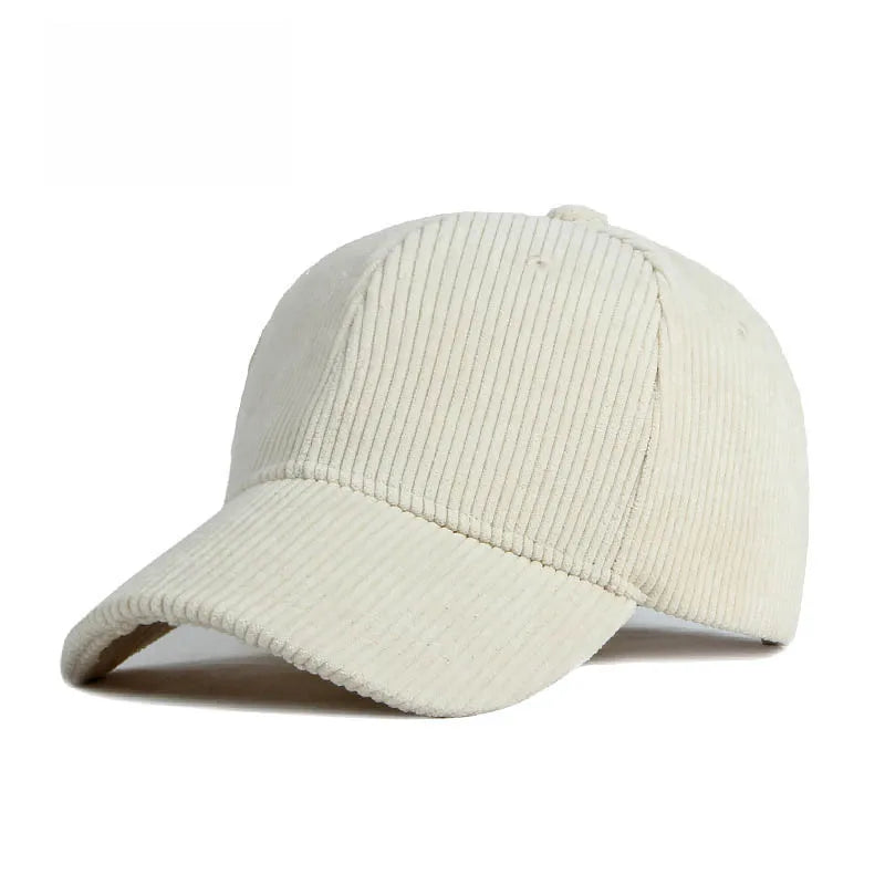 Cord Baseballkappe | Damen & Herren Baumwolle Einfarbige Baseballcap | Herbst Warm Hip Hop Snapback Baseballcap Kaufschwan® Weiß