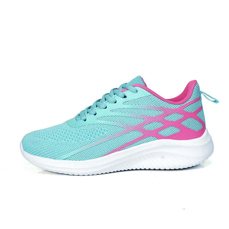 Damen Laufschuhe – Flying Woven Sneaker | Leichte, Atmungsaktive & Bequeme Sportschuhe für Alltag & Freizeit Kaufschwan® Hellblau 35