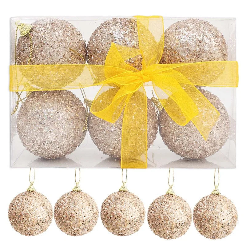 6–30 Stück Champagner Gold Glitzer Weihnachtskugeln – 6CM Christbaumkugeln | Festliche Deko für Weihnachten & Neujahr Kaufschwan®