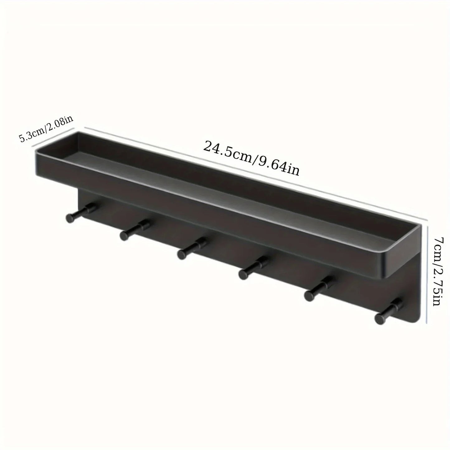 Wand Schlüsselhalter & Postablage – Wandregal mit 6 Haken | Multifunktionaler Organizer für Küche, Bad & Eingangsbereich Kaufschwan® Schwarz