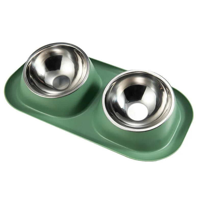 Edelstahl Doppelnapf für Hunde & Katzen – Rutschfeste Futterstation für Futter & Wasser Kaufschwan® Grün