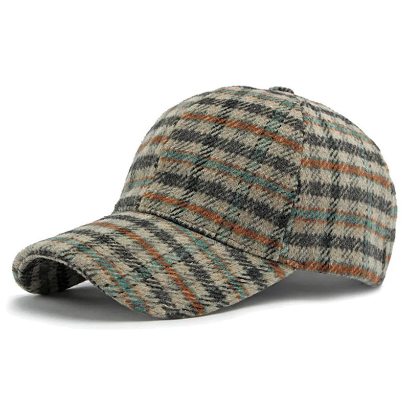 Elegante Plaid Fleece Baseballkappe | Dicke Warme Freizeitkappe | Britisches Retro Zwei-Ton-Design für Damen & Herren | Perfekt für Alltag & Feiertags-Outfits Kaufschwan® Grau Einstellbar