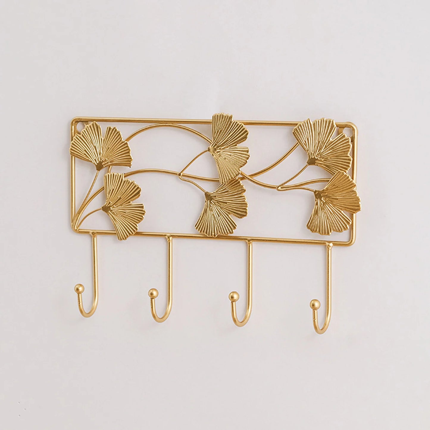 Wandhaken mit Ginkgo-Blatt Design – 3D Schmiedeeisen Wanddeko | Dekorativer Metallhaken für Schlüssel, Jacken, Handtücher & Flurdekoration Kaufschwan® Design 4