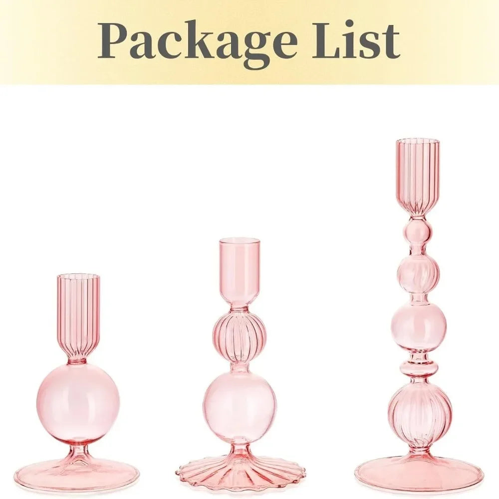 Transparente (3 Stück) Kerzenhalter – Elegante Gewellte Kerzenständer für Stabkerzen zur Wohn- & Party Dekoration