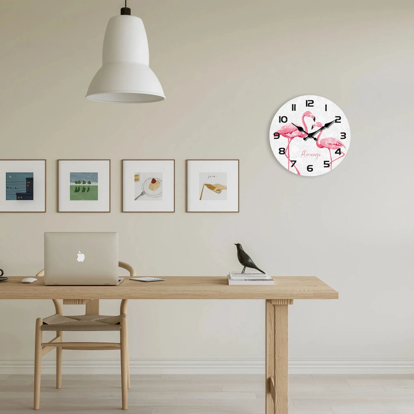 Rosa Flamingo Holz Wanduhr – Leise Quarz Deko Uhr Kaufschwan®