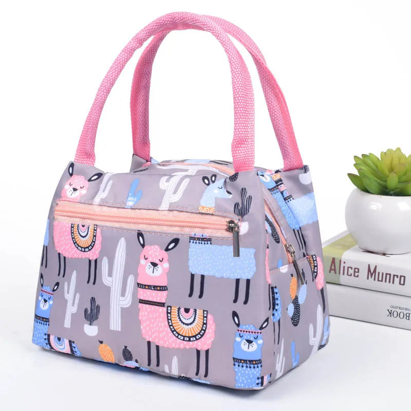 Flamingo Picknick Lunch Tasche – Tragbare Isolierte Kühltasche für Damen | Wasserdichte Thermo Lunchbox mit Reißverschluss für Strand, Schule & Reisen Kaufschwan® Alpaka