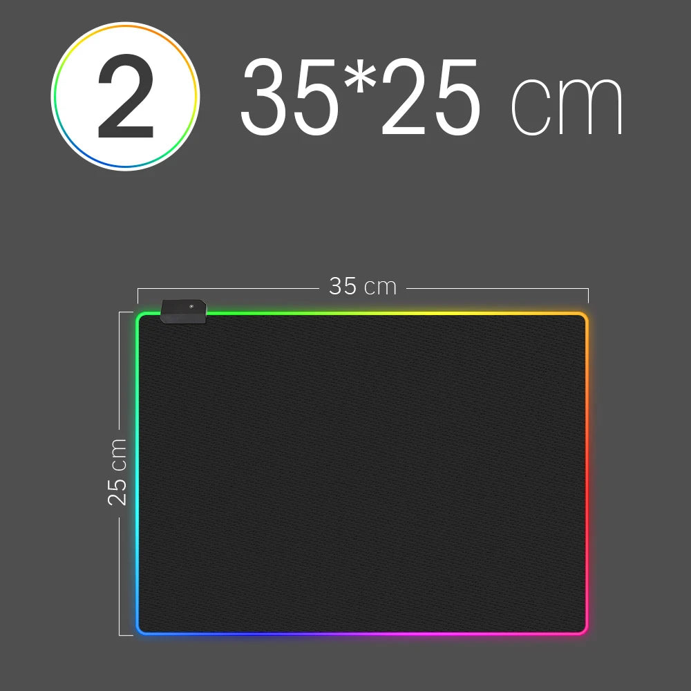 RGB LED Mauspad – Wasserdichte Mehrgrößen Gaming Schreibtischmatte mit Beleuchtung für Tastatur und Computer Kaufschwan® LED 35 x 25 cm
