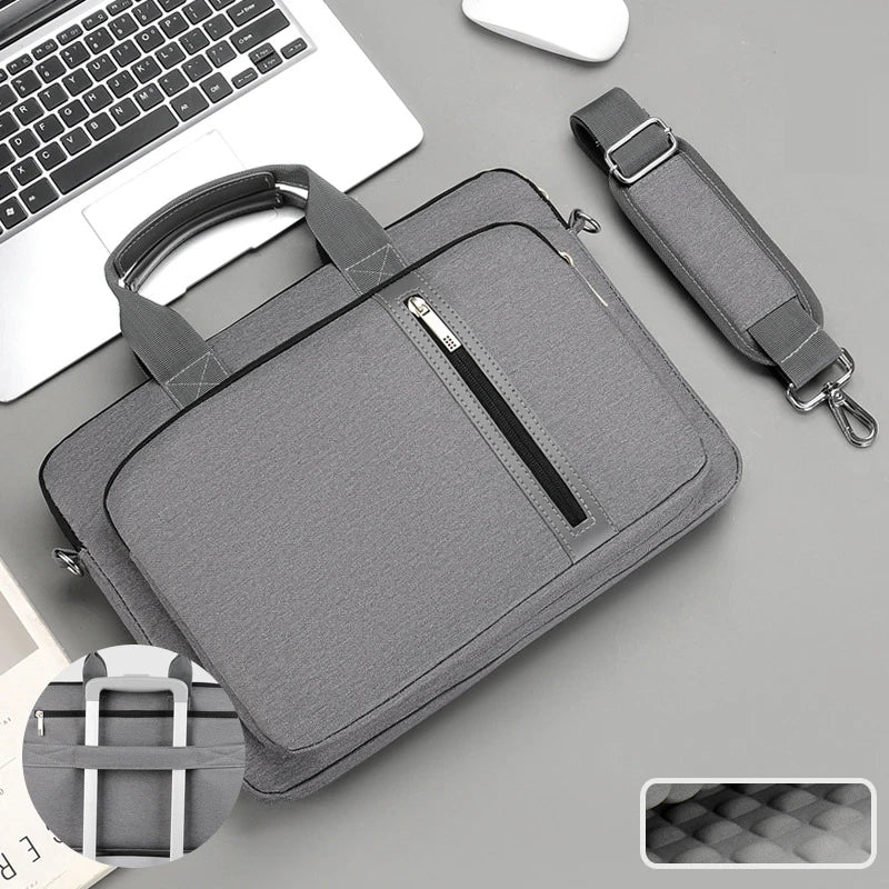 Stoßfeste Laptop Schultertasche & Aktentasche – Tragbare Schutzhülle als Handtasche für MacBook, Redmi, Lenovo & Laptops Kaufschwan® Grau 13 Zoll