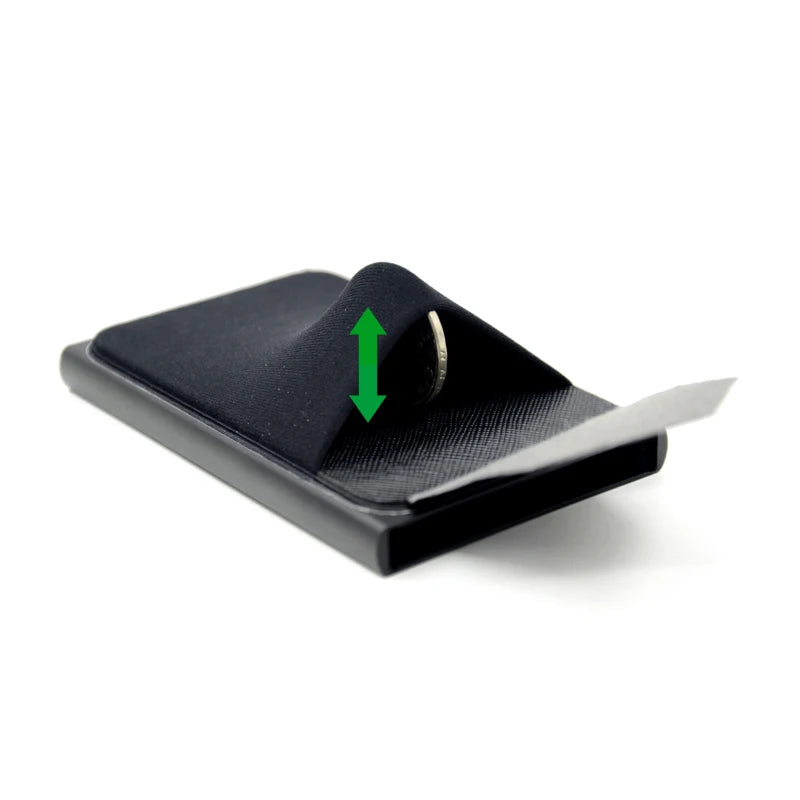 Metall Kartenhalter – Dünner Pop-Up Aluminium RFID Wallet mit Elastischer Rückentasche | ID & Kreditkartenhalter für Reisen Kaufschwan®