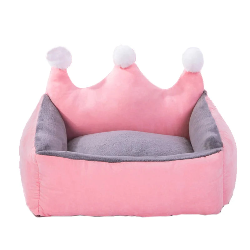 Luxus Kronen Haustierbett – Warmes Prinzessin Sofa für Kleine Hunde & Katzen Kaufschwan® Rosa XS