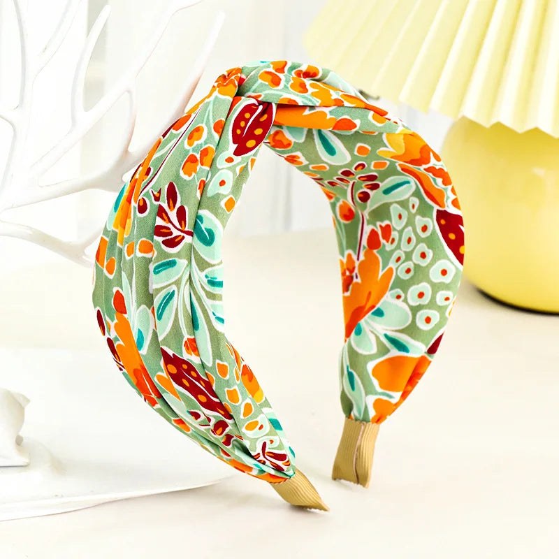 Breiter Haarreif mit Blumenprint & Knoten – Modischer Turban-Haarreifen für Damen & Mädchen Kaufschwan®