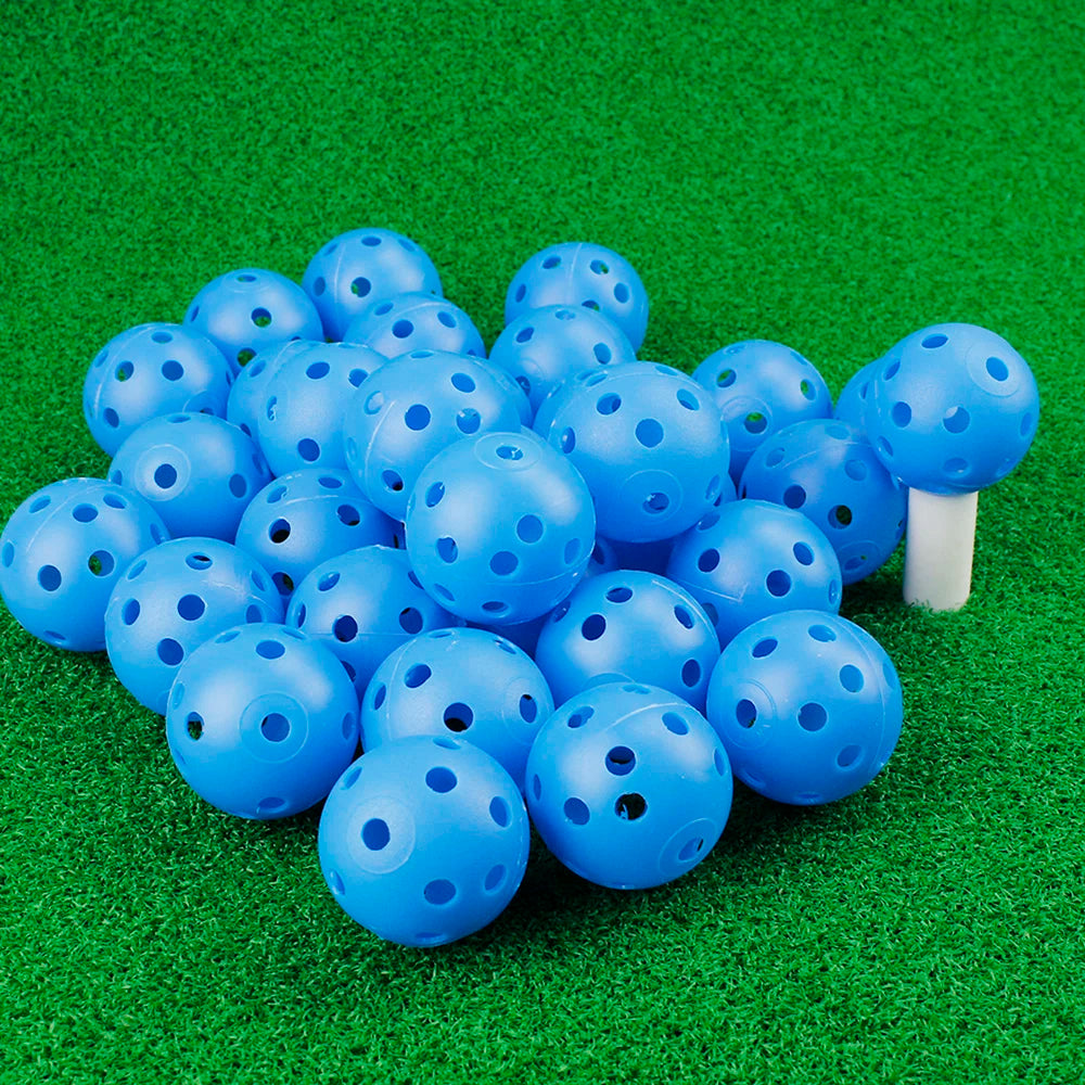24 Stück Übungsgolfbälle – 42mm Perforierte Airflow Plastikbälle | Bunte Indoor & Outdoor Trainingsbälle für Golf & Haustiere Kaufschwan® 24 Stück Blau
