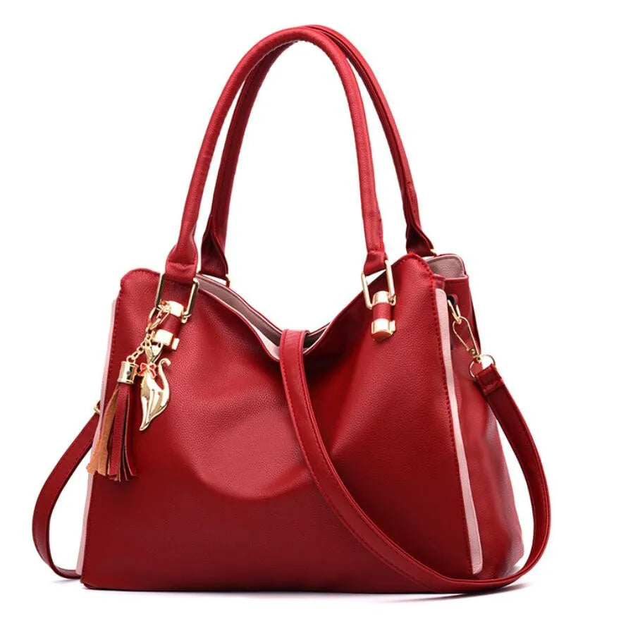 Damen Messenger Handtasche New Tide – Schlichte Top-Handle & Schultertasche | Modische Tote für Party & Alltag Kaufschwan® Rot 32x14x23cm