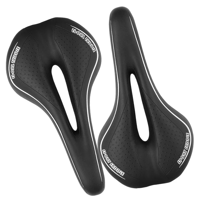 Weicher Ergonomischer Fahrradsattel – Stoßdämpfender Silikon Sitz für MTB & Rennrad | Rutschfester Qualitäts-Ledersattel Kaufschwan® Schwarz