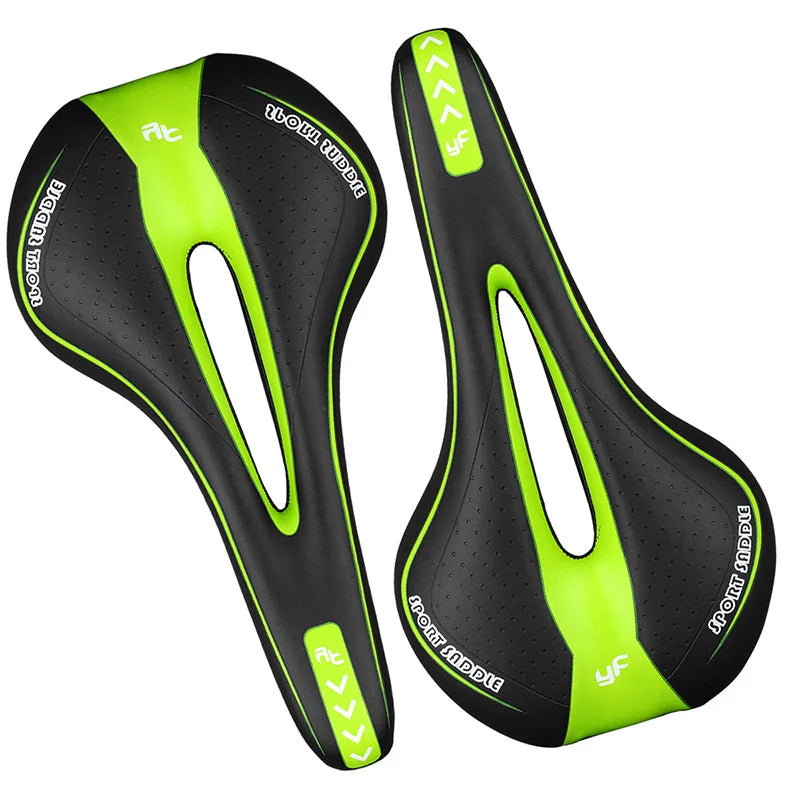 Weicher Ergonomischer Fahrradsattel – Stoßdämpfender Silikon Sitz für MTB & Rennrad | Rutschfester Qualitäts-Ledersattel Kaufschwan® Grün / Schwarz