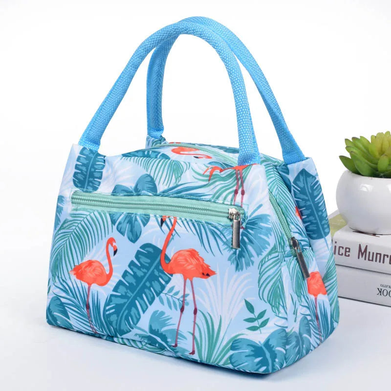 Flamingo Picknick Lunch Tasche – Tragbare Isolierte Kühltasche für Damen | Wasserdichte Thermo Lunchbox mit Reißverschluss für Strand, Schule & Reisen Kaufschwan® Flamingo