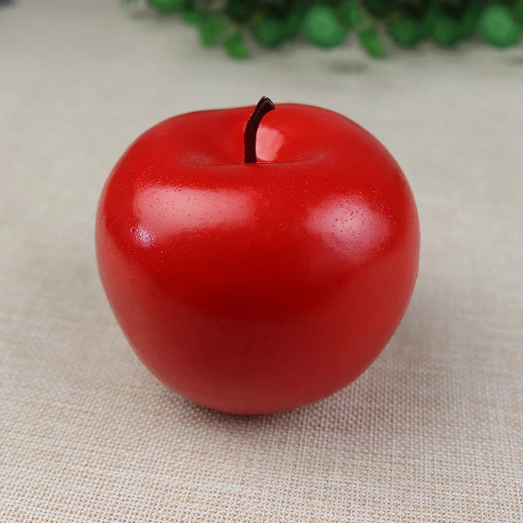 Hochrealistische Künstliche Äpfel – Plastik Rote & Grüne Apfel Dekoration für Fotografie, Zuhause & Obstladen Kaufschwan® Dunkelrot