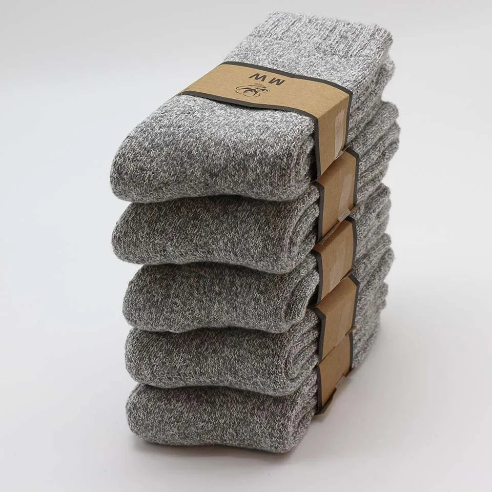 5 Paare Herren Merinowoll-Wintersocken | Extra Dicke Warme Harajuku Retro Schneesocken | Hochwertige Antifrost-Socken Kaufschwan® Hellgrau EUR 40-46