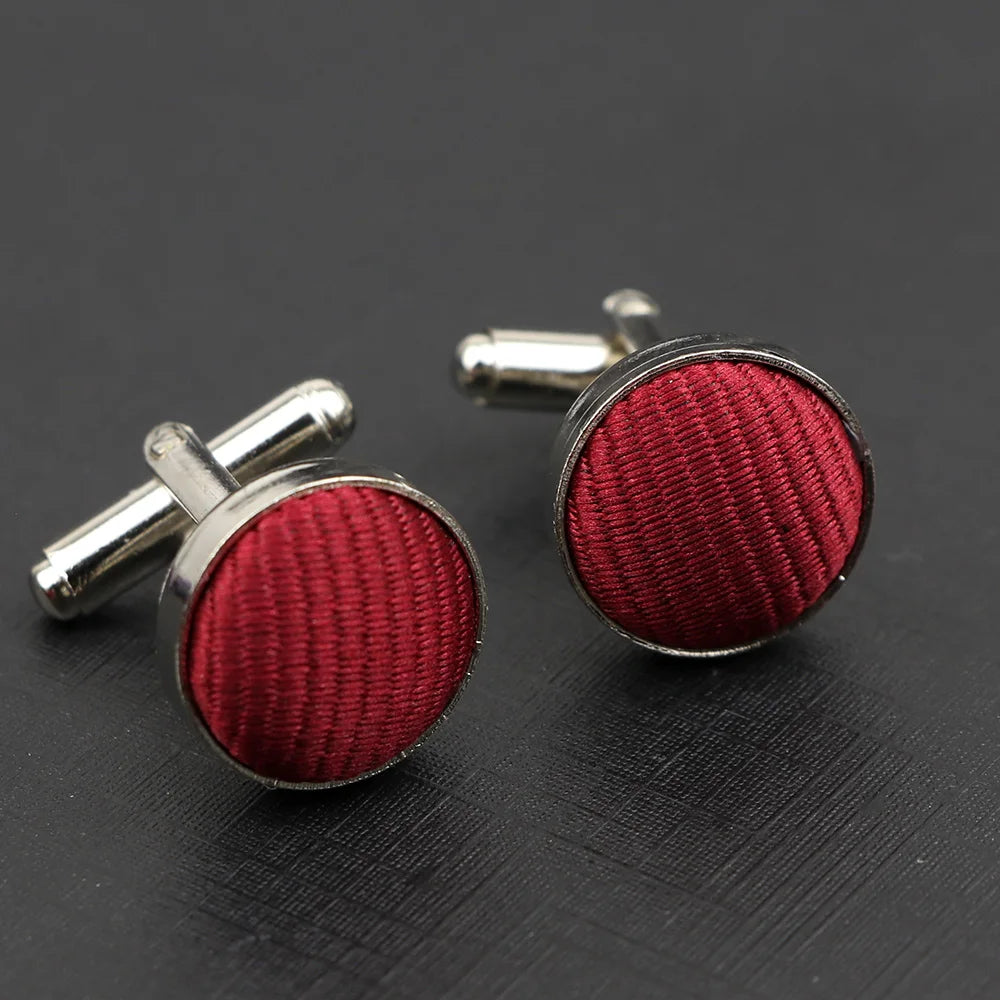 Klassische Herren Manschettenknöpfe mit Streifen- & Karomuster | Hochwertige Markenoptik – Elegante Ärmelknöpfe für Business & Hochzeit Kaufschwan® Rot
