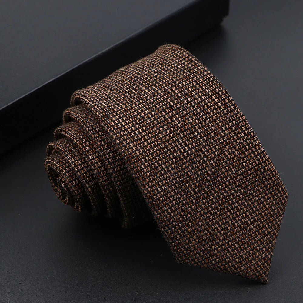 Herren Schmale Polyesterkrawatte – Handgefertigte 100% Polyester Krawatte | Uni & Gestreift für Business, Anzug & Formelle Anlässe Kaufschwan® Dunkelbraun