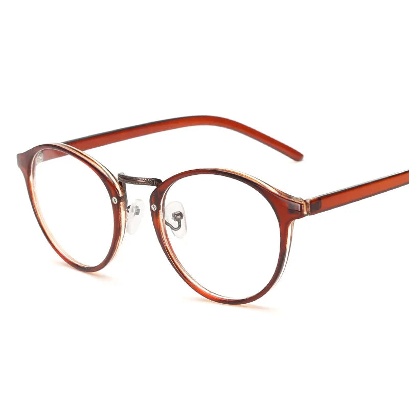 Klassische Runde Brillenfassung – Transparente Optische Brille für Damen & Herren | Modische Computerbrille im Schlichten Design Kaufschwan® Rotbraun