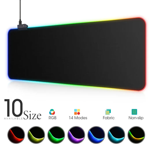 RGB LED Mauspad – Wasserdichte Mehrgrößen Gaming Schreibtischmatte mit Beleuchtung für Tastatur und Computer Kaufschwan®