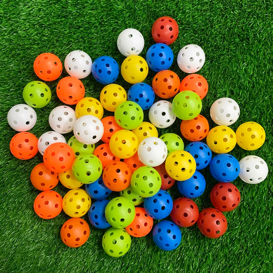 24 Stück Übungsgolfbälle – 42mm Perforierte Airflow Plastikbälle | Bunte Indoor & Outdoor Trainingsbälle für Golf & Haustiere Kaufschwan® 24-teilige Mischung