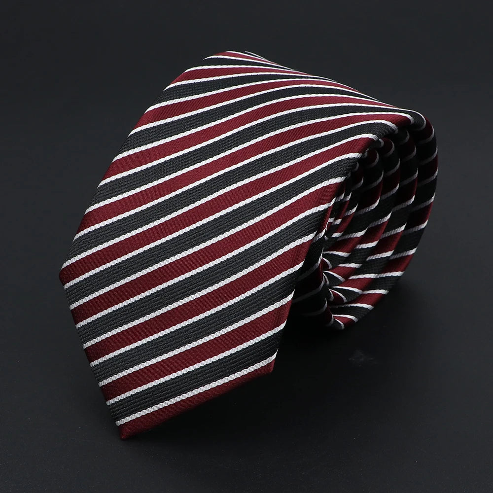 Herren Jacquard-Krawatte mit Punkten & Streifen – Klassische Polyester-Krawatte | Weiche Cravate in Blau, Schwarz, Rot & Rosa für Business & Alltag