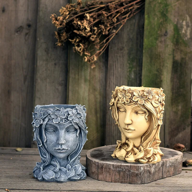 Retro Göttin Resin Blumentopf – Charakter Porträt Statue Kunst Sukkulenten Pflanztopf | Dekorativer Pflanzbehälter Kaufschwan®