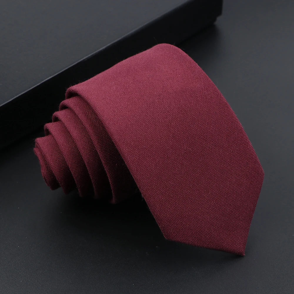 Herren Schmale Polyesterkrawatte – Handgefertigte 100% Polyester Krawatte | Uni & Gestreift für Business, Anzug & Formelle Anlässe Kaufschwan® Bordeauxrot