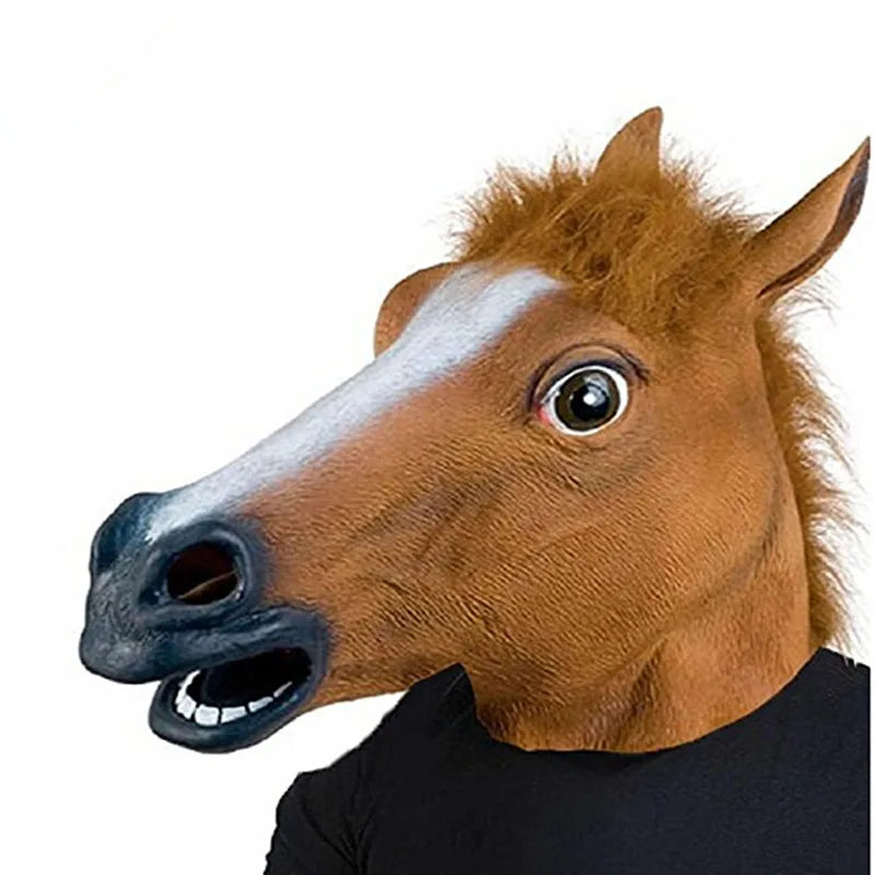 Pferdekopf Maske – Vollgesichts Latex Tiermaske für Maskerade, Halloween, Neuheiten & Weihnachtskostüm Kaufschwan® Braun