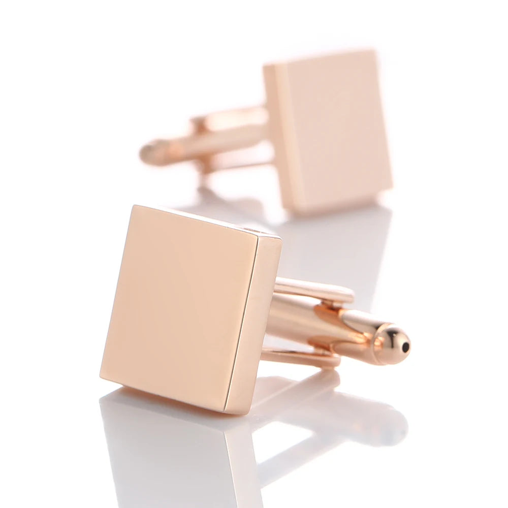 Herren Manschettenknöpfe Quadrat Design – 4 Farben aus Kupfer | Elegante Ärmelknöpfe für Business, Hochzeit & Geschenk Kaufschwan® Roségold