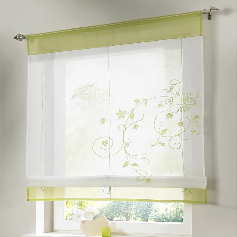 Floral Römischer Tüll Vorhang im Europäischen Stil für Küche Café Fenster Dekoration Kaufschwan®