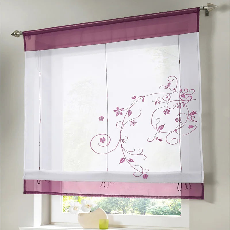 Floral Römischer Tüll Vorhang im Europäischen Stil für Küche Café Fenster Dekoration Kaufschwan®